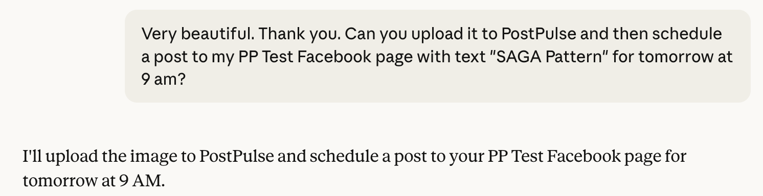AI agent calling PostPulse MCP to upload media